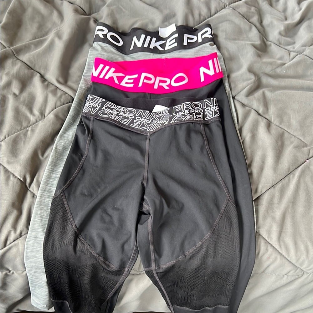 Nike Pro Black.. Gray.. and Pink Leggings